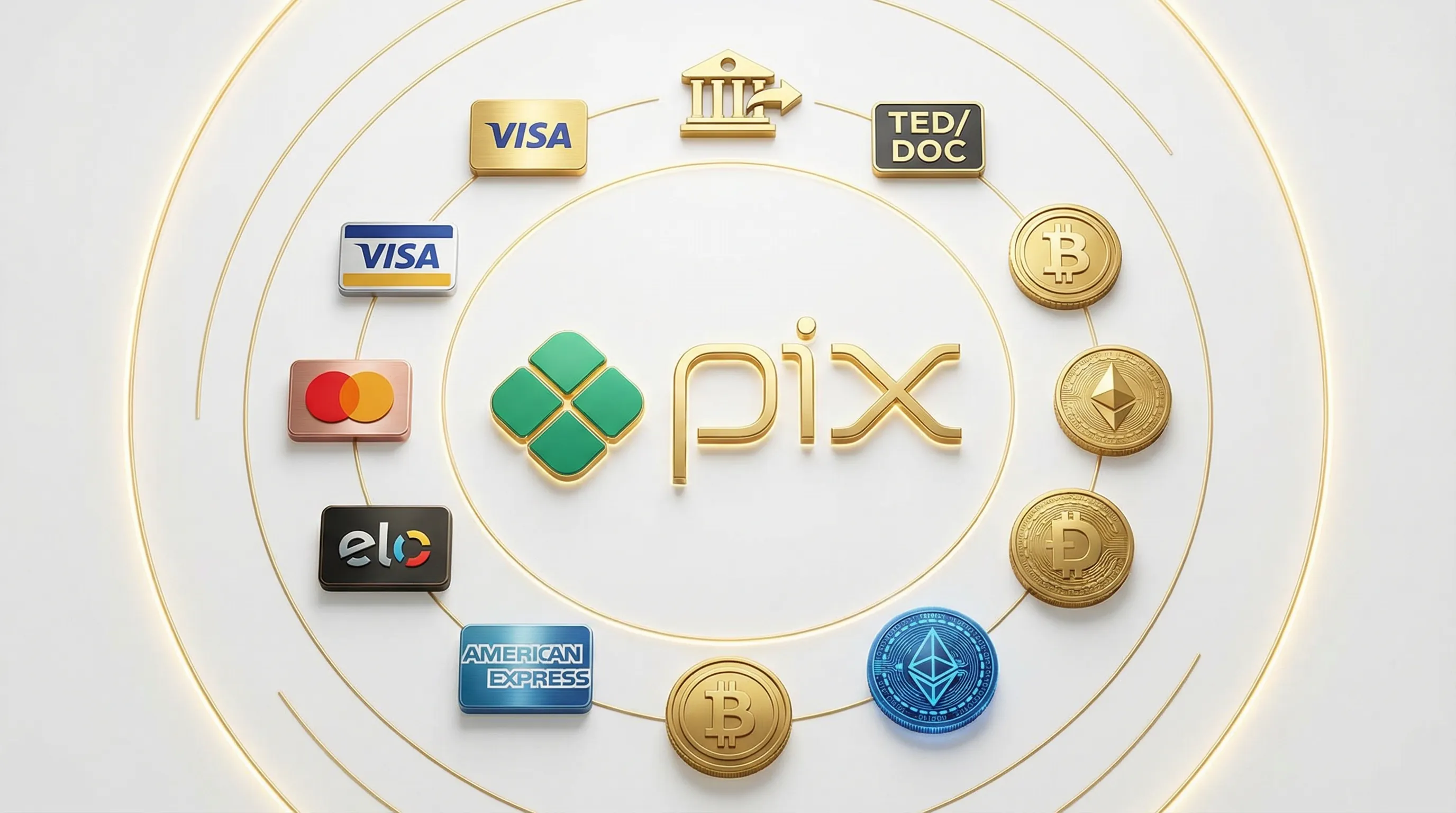 Métodos de pagamento aceitos: PIX, cartões, criptomoedas